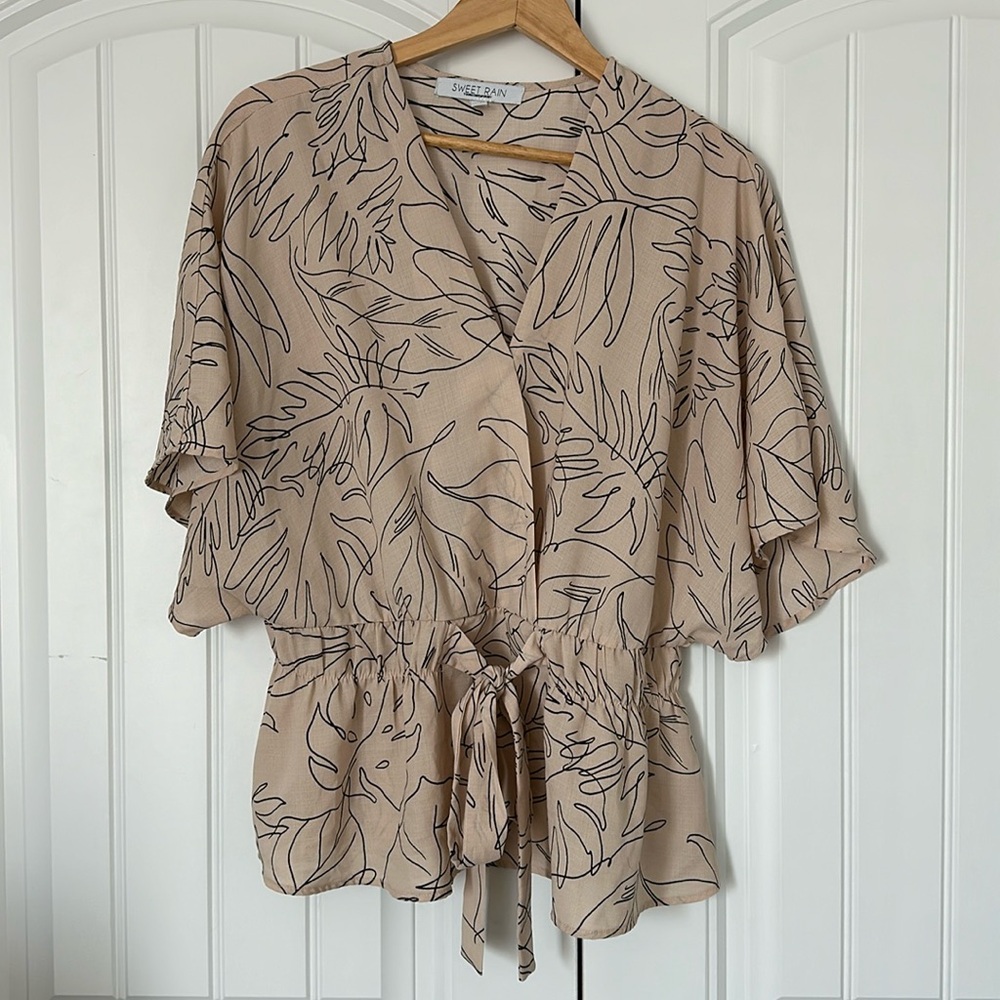 Linen-like Material Blouse